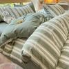 Juego de cama de cuatro piezas de algodón de fibra larga, algodón puro, adecuado para dormir desnudo, funda nórdica, sábana encimera, funda nórdica de algodón clase A, sábana bajera