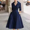 2026 Nova Roupa Feminina Europeia e Americana Amazon Shein Estação Independente Temperamento Formal Afunilamento na Cintura Emagrecedor Vestido Elegante
