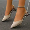 Sandalias de Mujer con Punta Cruzada Transfronterizas 2026 Verano Nuevas Tacón Grueso Talla Grande Gamuza Sandalias de Tacón Medio Comercio Exterior Al por Mayor
