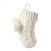 Calcetín navideño mini de punto blanco calcetín de punto trenzado colgante adornos de decoración de árbol de Navidad regalos de Navidad bolsa de dulces