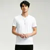 Camiseta de seda de modal tipo hielo para hombre, de manga corta, para verano, antibacteriana, top blanco, fresca y transpirable, camiseta interior de cuello en V