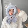 Bufanda y Sombrero Integrados Otoño e Invierno Cálido Felpa Engrosado Imitación Piel de Conejo Lindo Sombrero con Protección para las Orejas 2024 Estilo Caliente para Mujeres