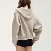 Sudadera con capucha a rayas de pelo de conejo para mujer, chaqueta casual versátil holgada de otoño e invierno, chaqueta casual estilo americano para hombre