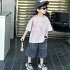 Roupa Infantil Meninos Conjunto de Verão 2026 Novo Estiloso Desenho Animado Manga Curta Menino Fresco Verão Roupa Fina