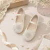 Zapatos Mary Jane Florales Multicolor para Niñas para Actuaciones de Vestir y Uso Diario, Zapatos Planos para Niñas con Flor 3D de Diamantes Brillantes