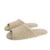 Pantuflas de algodón y lino de punta abierta, de tacón alto, para hombre y mujer, para casa, interiores, silenciosas, antideslizantes para pisos de madera, lino