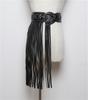 Estilo Punk Super Longo Tassel Saia com Selo de Cintura Moda Stud Wide Belt Mulheres Loose All-match Vestido Cinturão Decorativo