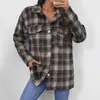 2025 Nova Camisa de Flanela Xadrez Europeia e Americana Transfronteiriça Aliexpress Camisa Jaqueta Casual Solta para Mulheres