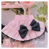 Roupa para Pet com Mangas Sino, Camisa Básica de Gola Alta, Saia de Cintura Alta Preta e Rosa Estilo Princesa Yorkshire Terrier para Gatos e Cachorros
