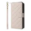 Adequado para Carteira com Zíper Transversal Estilo Chanel Pequena para Apple 17E - Capa de Couro para Celular iPhone 17/Air/16 com Compartimento para Cartões