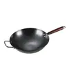 Venta al por mayor de fábrica wok de hierro sin recubrimiento para cocina de inducción doméstica wok de cocina antiadherente de un solo mango wok de hierro forjado nitrurado