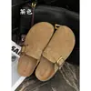 Pantuflas Versátiles de Suela Gruesa y Punta Cerrada para Mujer, Verano 2026, Media Pantufla estilo Birkenstock de Ante de Vaca, Antideslizantes, Cómodas, Fáciles de Poner