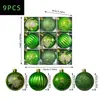 Bolas de Natal Transfronteiriças, Conjunto de 9 Peças, Bolas Decorativas de Plástico Galvanizado, Acabamento Espelhado e Acabamento Fosco, Enfeites para Árvore de Natal, Conjunto Embalado, Atacado