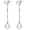 Aretes Largos de Borla de Perla Imitación Plateados Aretes para Mujer Aretes Simples Elegantes Japoneses y Coreanos Dos Formas de Usar