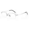 Gafas de Miopía de Medio Marco Ultraligeras de Titanio Puro para Hombre, Elegantes y Geniales, Modelo 26049, Montura Completamente de Titanio, Montura de Ceja, Marco de Gafas de Titanio