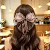 Pinza para el Cabello con Lazo de Malla Hazy Estampado de Leopardo Estilo Coreano para Mujer, Nuevo Pasador Alto para Cola de Caballo, Accesorio para el Cabello Semiatado