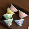 Juego de Tazas Cónicas de Té Esmaltadas de Colores, Juego de Té de Cerámica Kung Fu, Taza de Degustación, Caja de Regalo para Uso en Casa, Tazón de Té de Taza Única