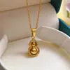 Novo Colar de Titânio Estilo Chinês de Sorte e Prosperidade com Cabacinha Giratória para Mulheres, Design de Nicho, Moda de Luxo Leve, Corrente para Clavícula de Cabacinha, Não Desbota