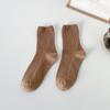 Calcetines para Mujer Color Puro Doble Aguja Media Pantorrilla Calcetines Estilo Coreano Calcetines de Rizo Todo el Año Finos Ins Calcetines Simples Versátiles de Moda para Mujer