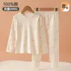 Conjunto de ropa de otoño 100% algodón orgánico para niños, nuevos estilos de otoño para niños y niñas, conjunto cálido de ropa interior térmica, ropa de estar y pijamas para bebé