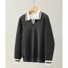 Novo Suéter de Malha POLO Masculino Outono/Inverno Gola V Gola de Gaivota Color Block Estilo Old Money Negócios Atacado de Fábrica Transfronteiriço