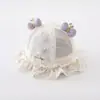 Sombrero de Bebé Verano Malla Fina Transpirable Sombrero de Pescador Princesa para Niñas con Adorno de Encaje Sombrero de Pescador de Protección Solar Princesa