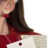 Dulce Otoño e Invierno Aretes de Felpa con Lazo de Terciopelo Rojo Año Nuevo Año Nuevo Aretes Explosivos Aretes Únicos de Bola de Pelo para Mujer
