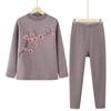 Ropa Interior Térmica de Otoño e Invierno para Mujeres de Mediana Edad y Mayores, Gruesa con Forro Polar Talla Grande Cuello Medio Alto Set de Camiseta Térmica y Pantalones para Mamá