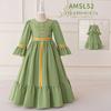 Comercio Exterior Transfronterizo Msl Vestido de Noche de Manga Larga con Cinta Bordada Vestido Abullonado Bata Vestido para Actuación Festiva Vestido Largo