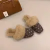 Birkenstock Francês Novo Estilo Preguiçoso Fofo Chinelos de Pelo Ondulado Bico Fechado 2026 Chinelos de Algodão Outono Inverno