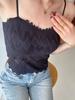 Camisola larga de diseño de nicho de alta gama con copa fija y encaje francés, ropa interior con espalda hermosa y anti-luz