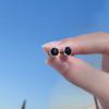 Aretes Negros de Tuerca Temperamento Femenino Diosa Fan Aretes Pequeños Simples Hombre 2022 Nueva Moda Personalidad Coreana