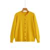 Otoño e invierno 2024 Nuevo cárdigan de punto con cuello redondo para mujer, prenda exterior cálida, chaqueta de color liso, top informal de un solo pecho