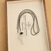 Colar de Pedra Olho de Tigre de Cristal Branco com Pedras Naturais para Mulheres, Estilo de Nicho de Luxo Leve, Corrente Longa para Suéter com Cordão Preto Ajustável