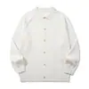 Camisa polo da moda Rumeng estilo japonês com mangas raglã, design de malha simples para homens, corte solto, adequada para casais e versátil para uso casual no outono