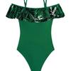 Traje de Banho Peça Única Ruffle Estilo 2026 com Alças Finas, Moda Europeia e Americana Sexy Peça Única Slim-Fit Venda por Atacado