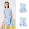 Vestido de Verano Balabala para Niñas, Vestido Dulce con Estampado de Moños y Mangas Abullonadas para Niños Grandes, Estilo Dulce y Fresco