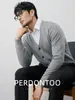Tejido de Textura NubeCardigan de Punto de Hilo Suave de Alto Grado de 12 Calibres para Hombre, Color Sólido de Primavera y Otoño, Cómodo y Amigable con la Piel, Suéter Abierto