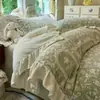 Estilo Princesa de Inverno Renda Roupa de Cama Leite Fleece Conjunto de Quatro Peças Capa de Edredom Fleece Dupla Face Conjunto de Lençóis Fleece Coral Plus