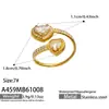 Anillo de Acero Inoxidable Chapado en Oro para Mujer, Estilo INS, Anillo de Dedo Índice de Alta Gama, Corazón Cruzado, Trébol de Cuatro Hojas, Completamente con Circonita