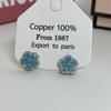 Aretes de flor de circón de alto sentido de lujo ligero estilo coreano literarios pequeños frescos aretes para ir al trabajo moda aretes comodín al por mayor