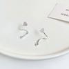 Aretes de Corazón con Tornillo de Plata Esterlina S925 por Todas Partes Aretes Espirales Elegantes Estilo Frío Diseño Simple