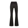 Conjunto Casual Deportivo de Verano para Chica Atrevida Camiseta de Manga Larga con Escote en V Falso Dos Piezas Pantalones Casuales Elásticos de Cintura Alta con Lazo y Pierna Ligeramente Acampanada para Mujer