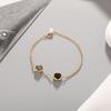 Pulsera Badu Crystal Cristal Fresa Cuarzo Rosa Estudiante Mejor Amiga Doble Cuenta Sencillo Dije Flor de Durazno Joyería Cadena Estilo Ins