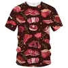 Camiseta Explosões Transfronteiriças Masculina Camiseta Padrão Porco Frango Verão Distintiva Manga Curta Casual Gola Redonda Impressão Digital 3D