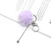 Llavero de Bola de Pelo con Cuentas de Nuevo Estilo Colgante Lindo de Peluche Mosquetón Langosta Metálica Color Galvanizado Hebilla de Cuentas