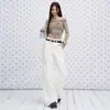 Pantalones de mezclilla blancos segmentados de cintura alta sin elasticidad para mujer, nuevo modelo de principios de otoño 2026, pantalones rectos casuales adelgazantes con una bonita caída