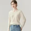 100% Cachemira Pura Estilo Nuevo de Otoño Estilo Suave Cuello con Capucha Manga Larga para Mujer Holgado Suave Esponjoso Suéter de Punto Capa Base