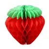 Bolo de Mel com Morango Decoração de Festa de Aniversário Infantil Arranjo com Fita de Flor Tema Frutas Lanterna de Papel de Mel com Morango
