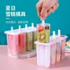 Molde de Helado de 4 Cavidades Paleta Casera DIY Paletas de Hielo Antiguas Helado Helado Niños Palillo de Queso Liberación Fácil con Tapa